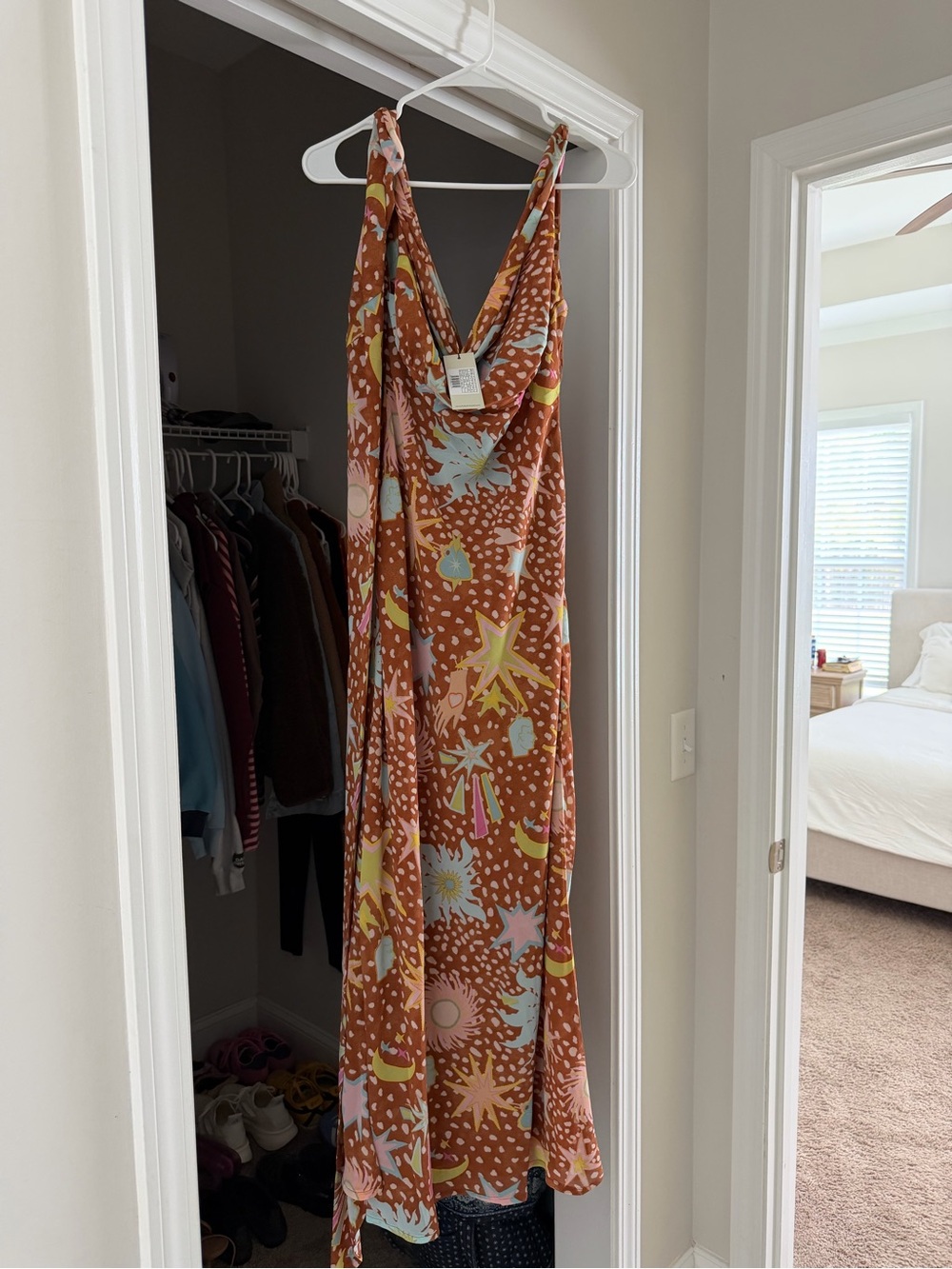 Never Fully Dressed Rust Star & Moon Print Maxi Dress